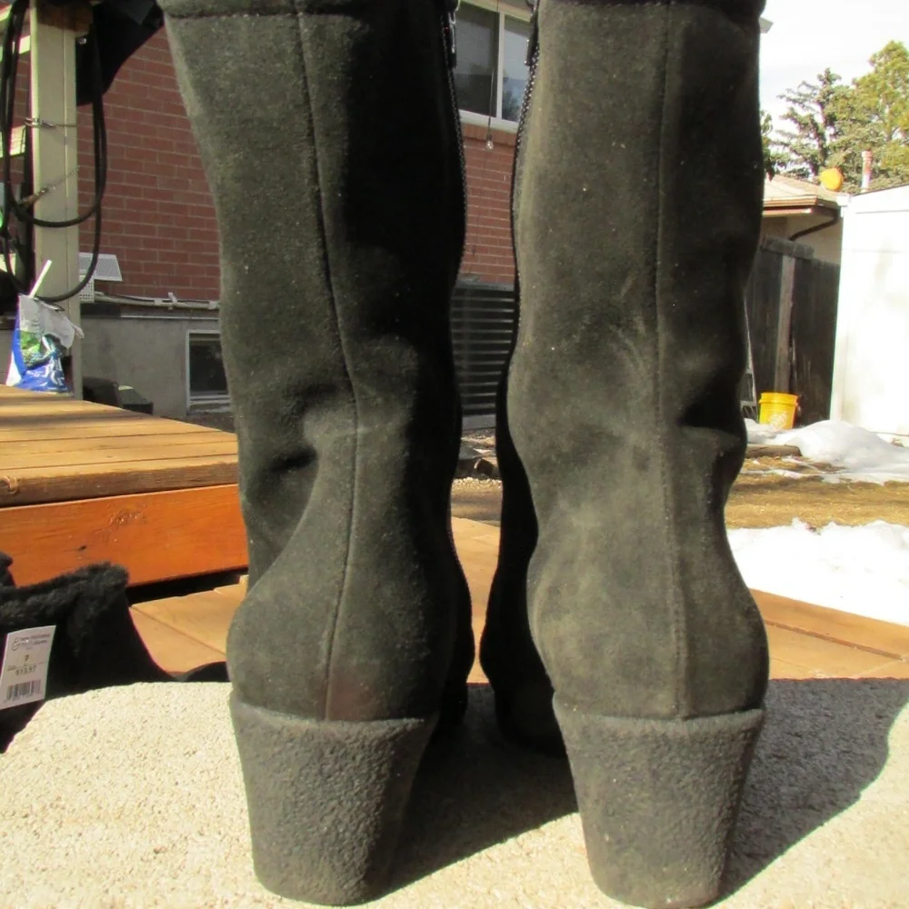 Aquatalia suede wedge boots in black